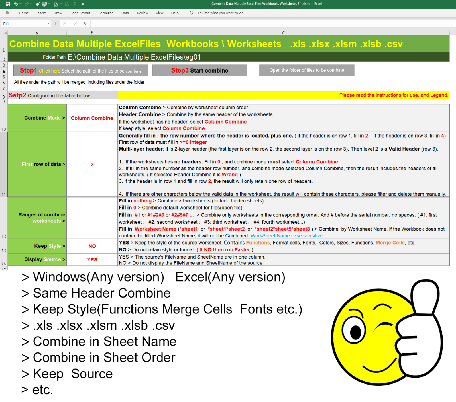 Combine Worksheets To One Worksheet Tools Excel Template VBA EBay