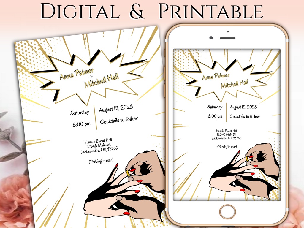Comic Book Style Wedding Invitation