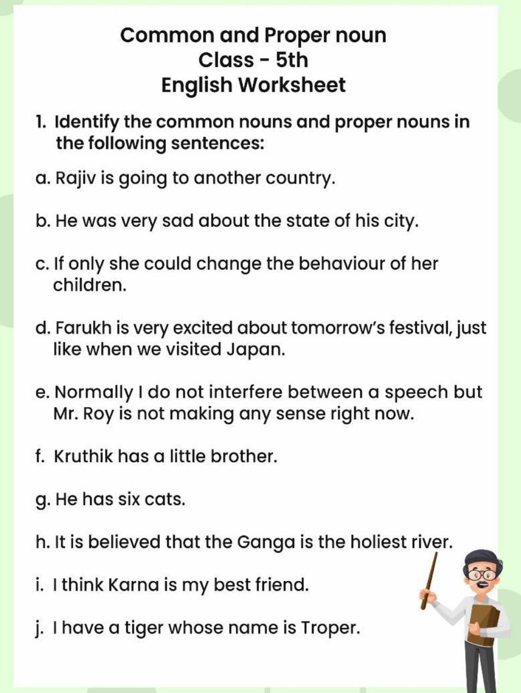 common nouns and proper nouns worksheet