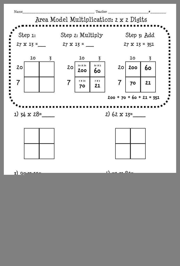 Common Core Area Model Worksheets CommonWorksheets
