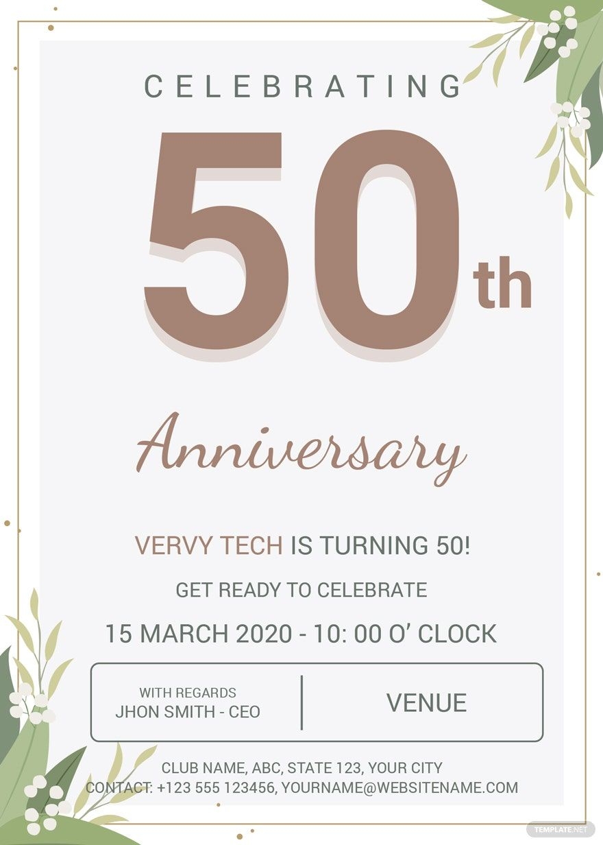 Company Anniversary Invitation Template In Illustrator Pages 