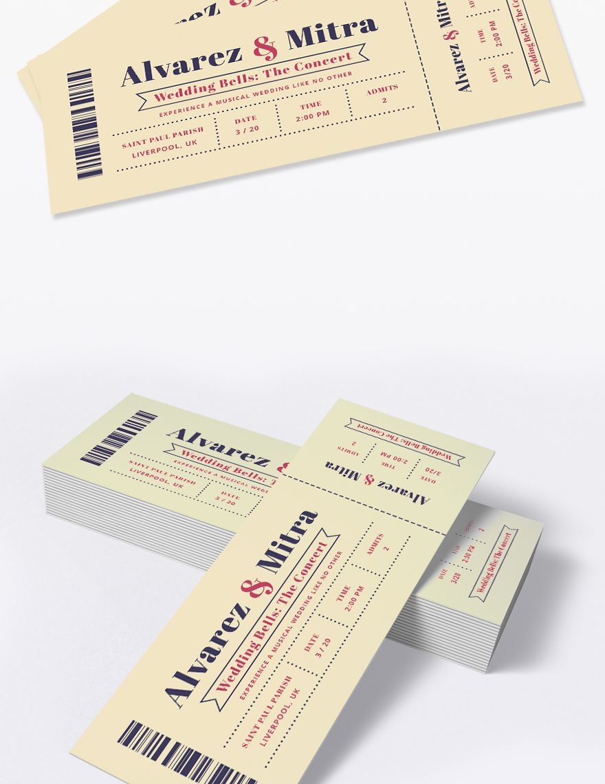concert ticket wedding invitation template