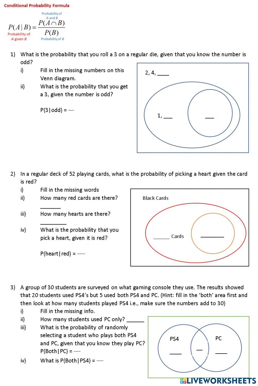 Conditional Probability Worksheet Live Worksheets Worksheets Library