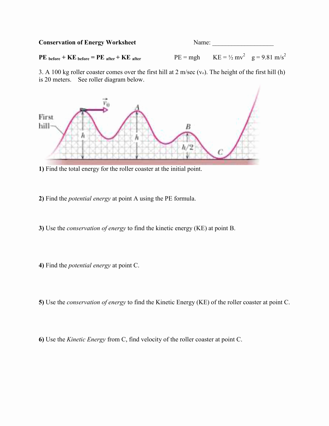 Conservation Of Energy Worksheet Lovely Conservation Energy Worksheet