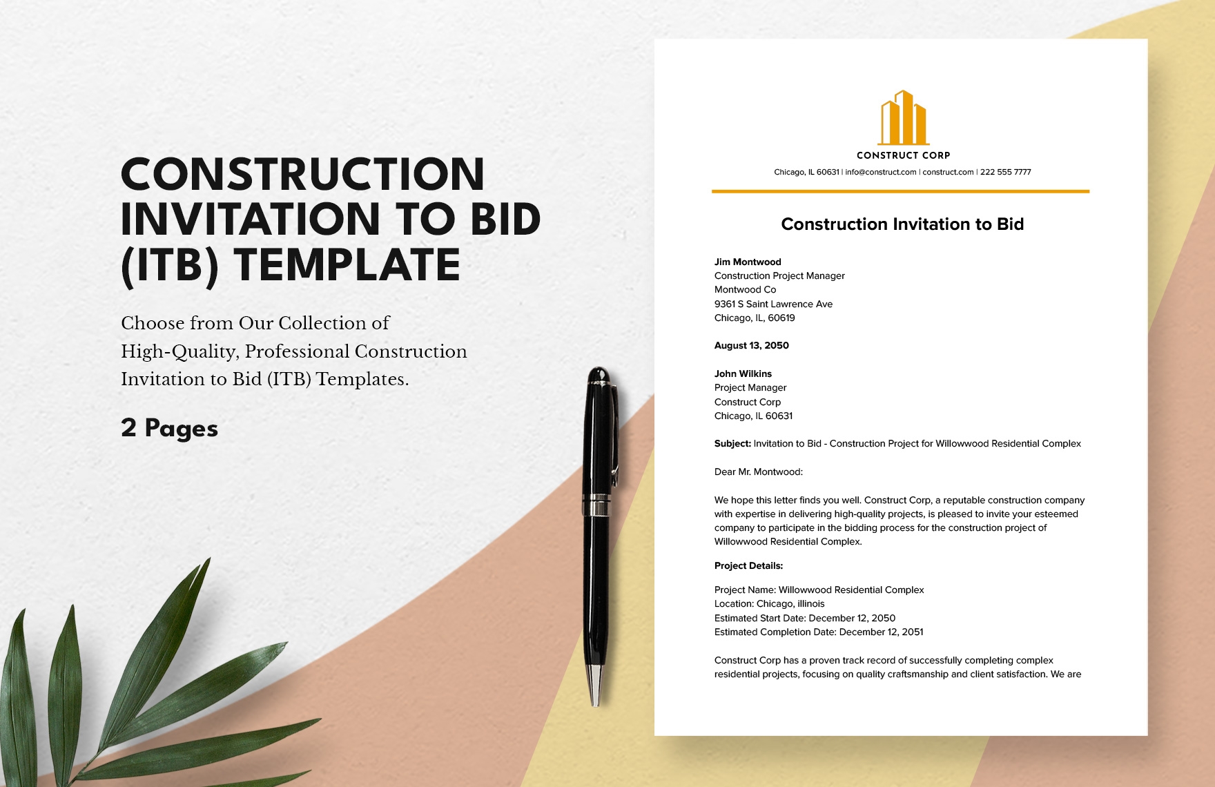 Construction Invitation To Tender ITT Template In Google Docs Word 
