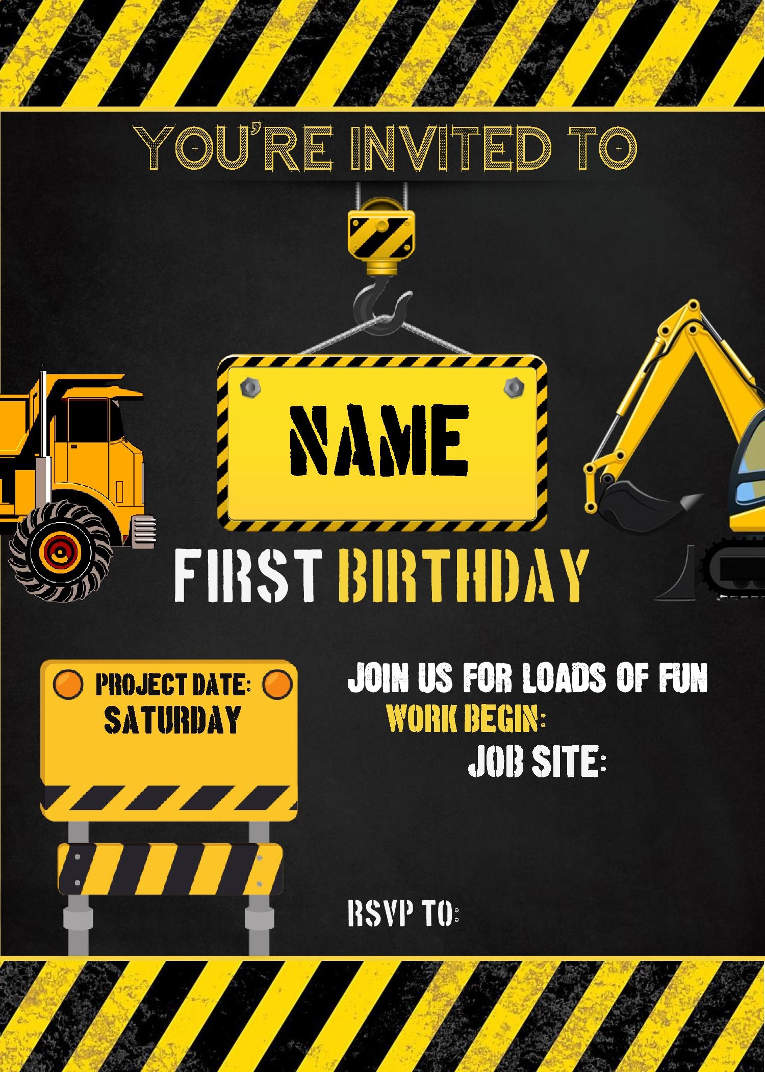 Construction Party Invitation Template