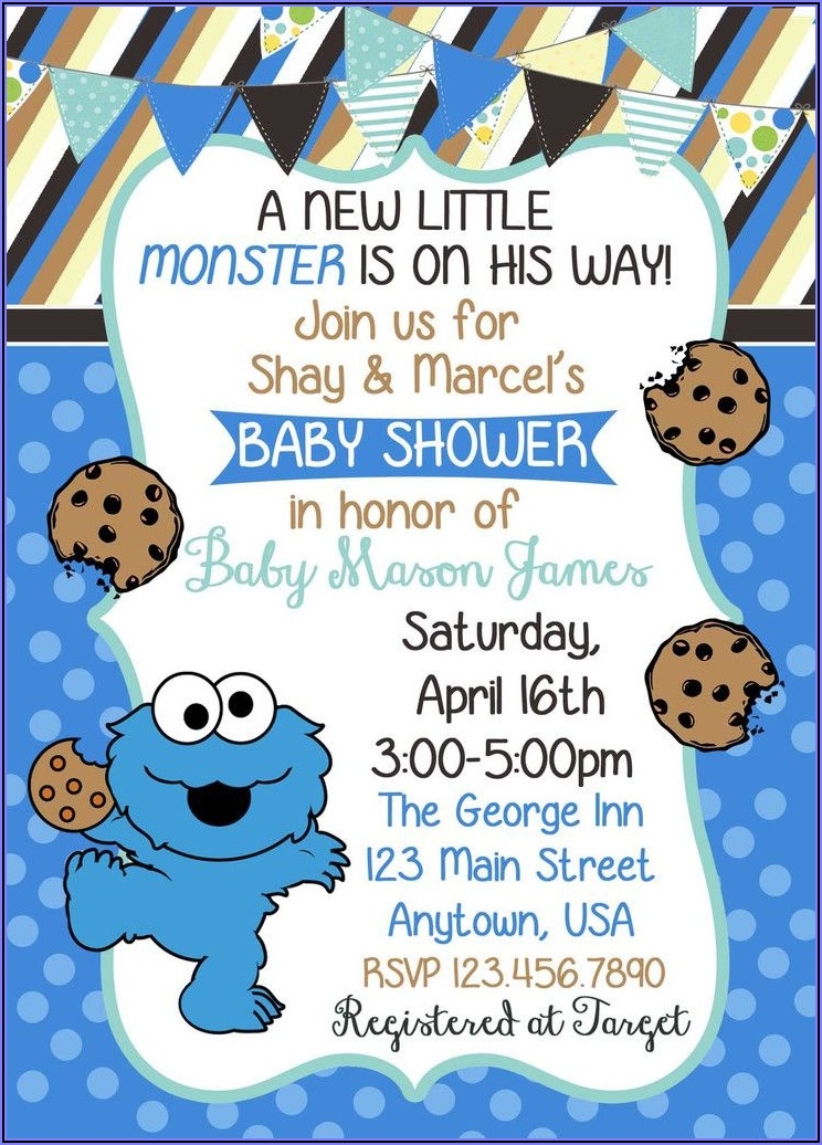cookie monster birthday invitation template
