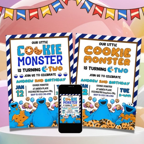 Cookie Monster Birthday Invitation Template Votebryanroach