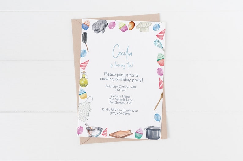 Cooking Party Invitation Template Cooking Party Birthday Invite 
