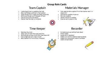 Cooperative Group Role Cards By Erin Bloom Teachers Pay Teachers