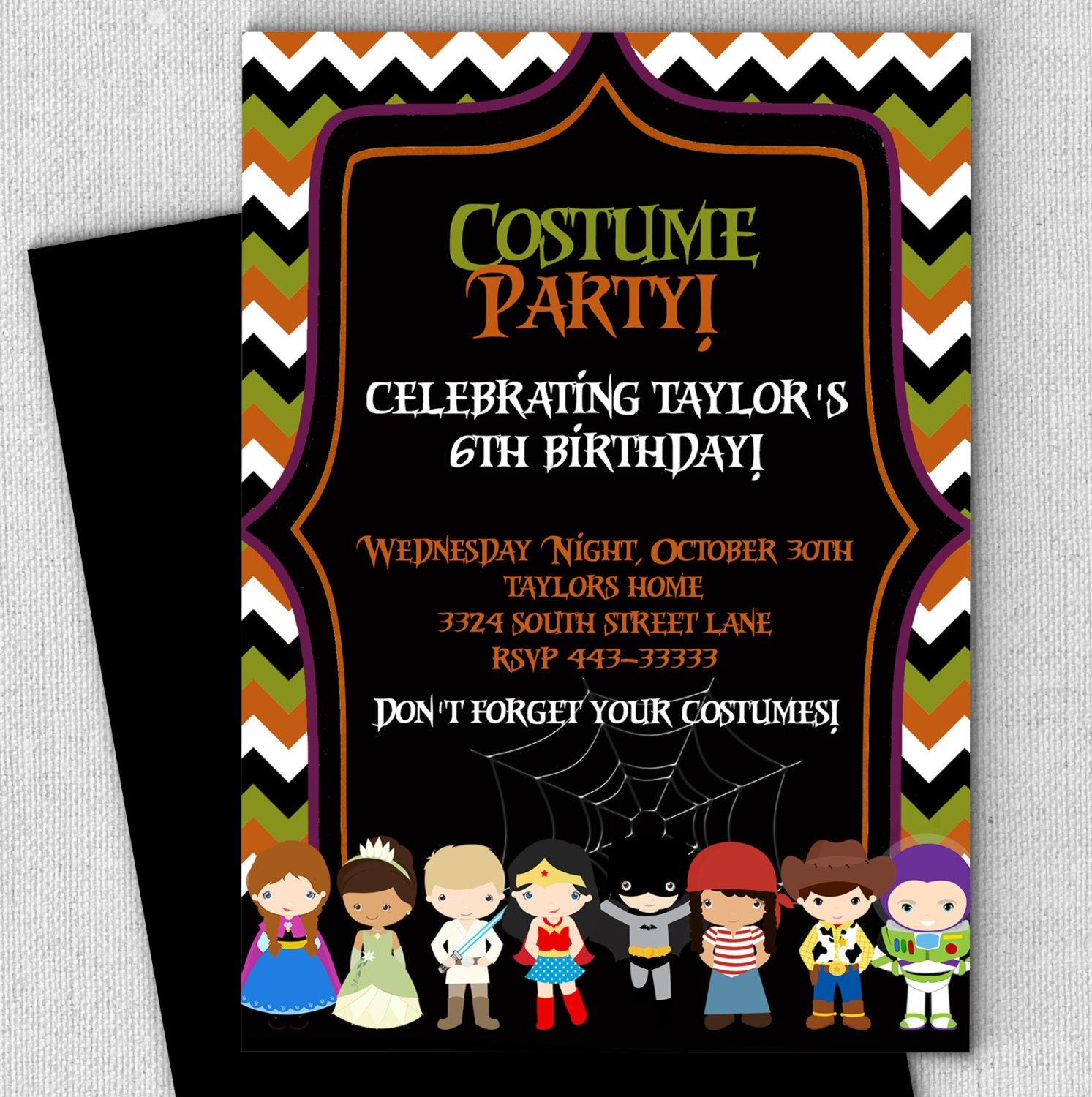 costume birthday party invitation templates free