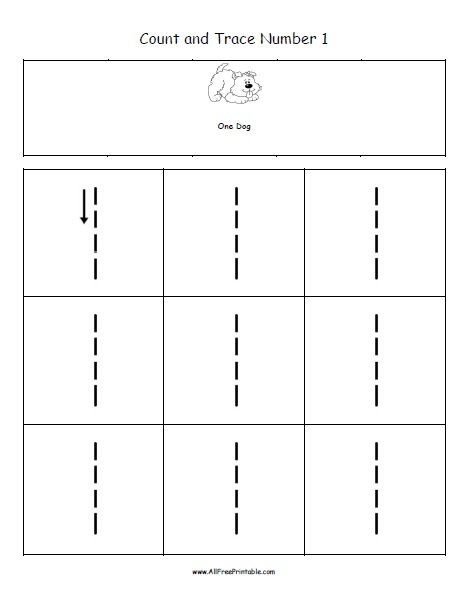 Count And Trace Number 1 Worksheet Free Printable