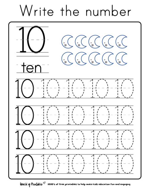 Counting Review Numbers 9 And 10 1st Grade Math Worksheet