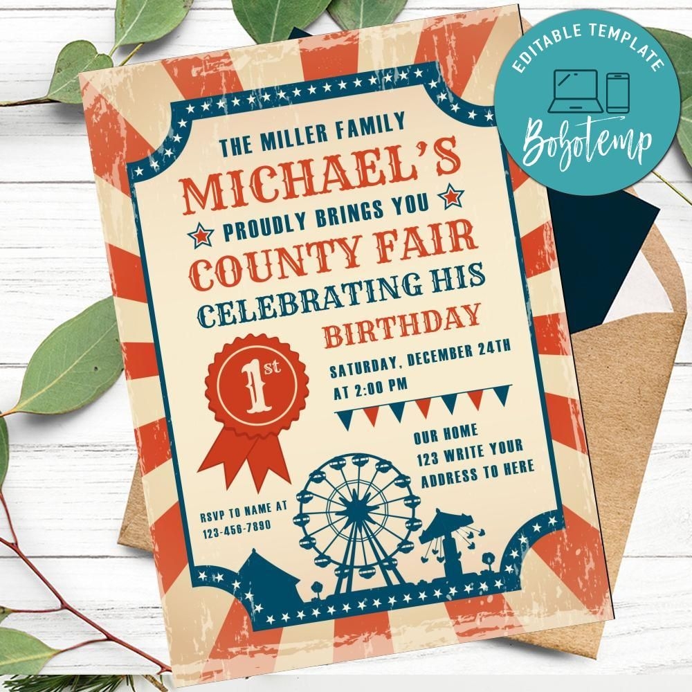 County Fair Invitation Customizable Template DIY Bobotemp