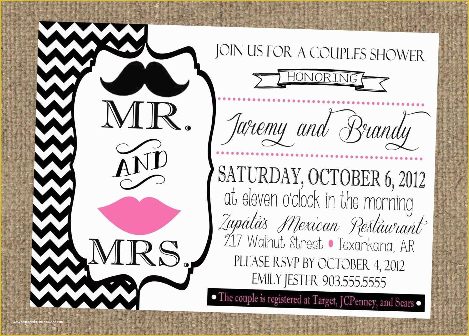 couples wedding shower invitations templates free