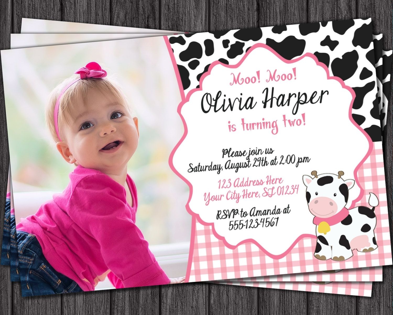 cow birthday invitation templates