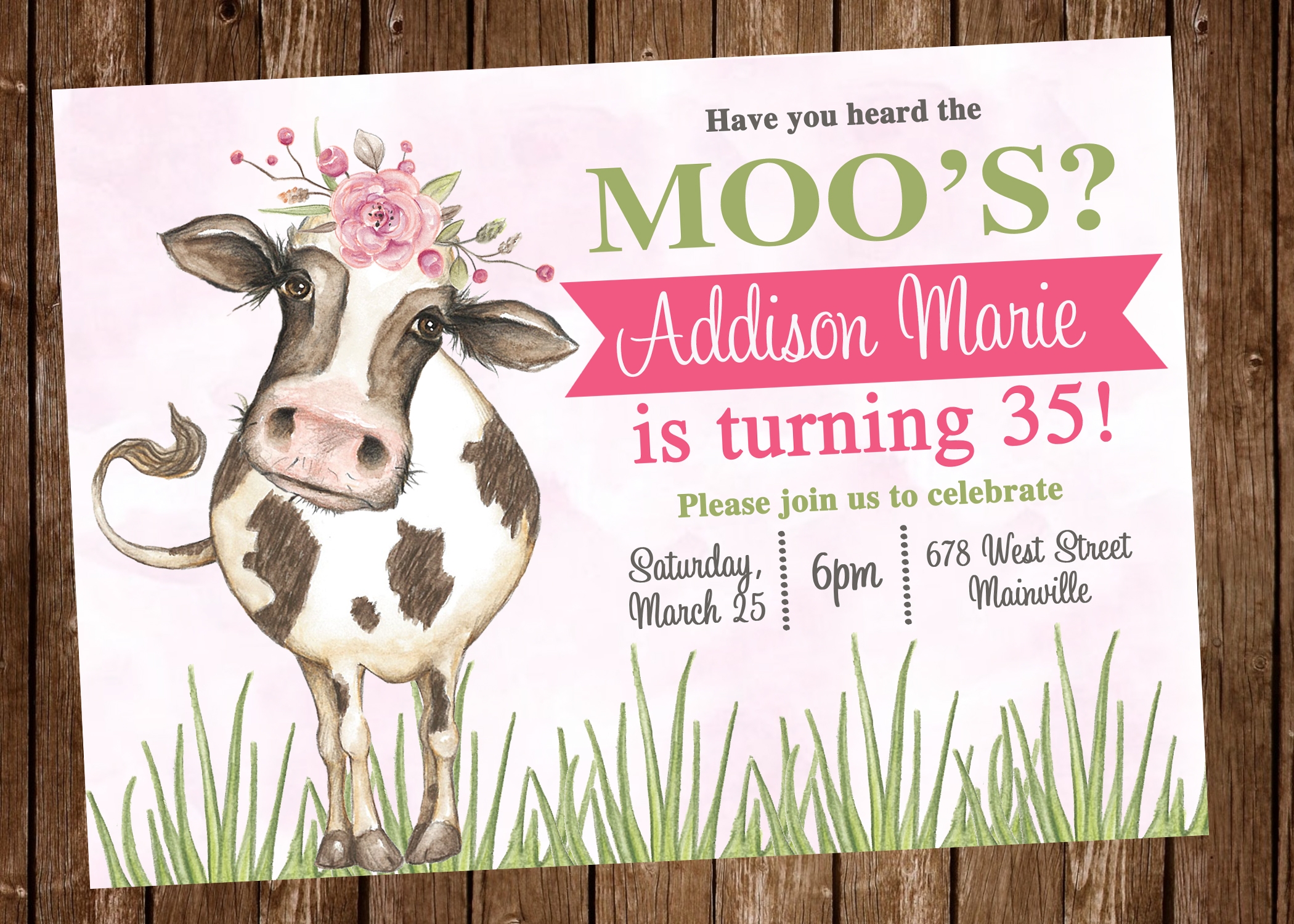 cow birthday invitation templates free