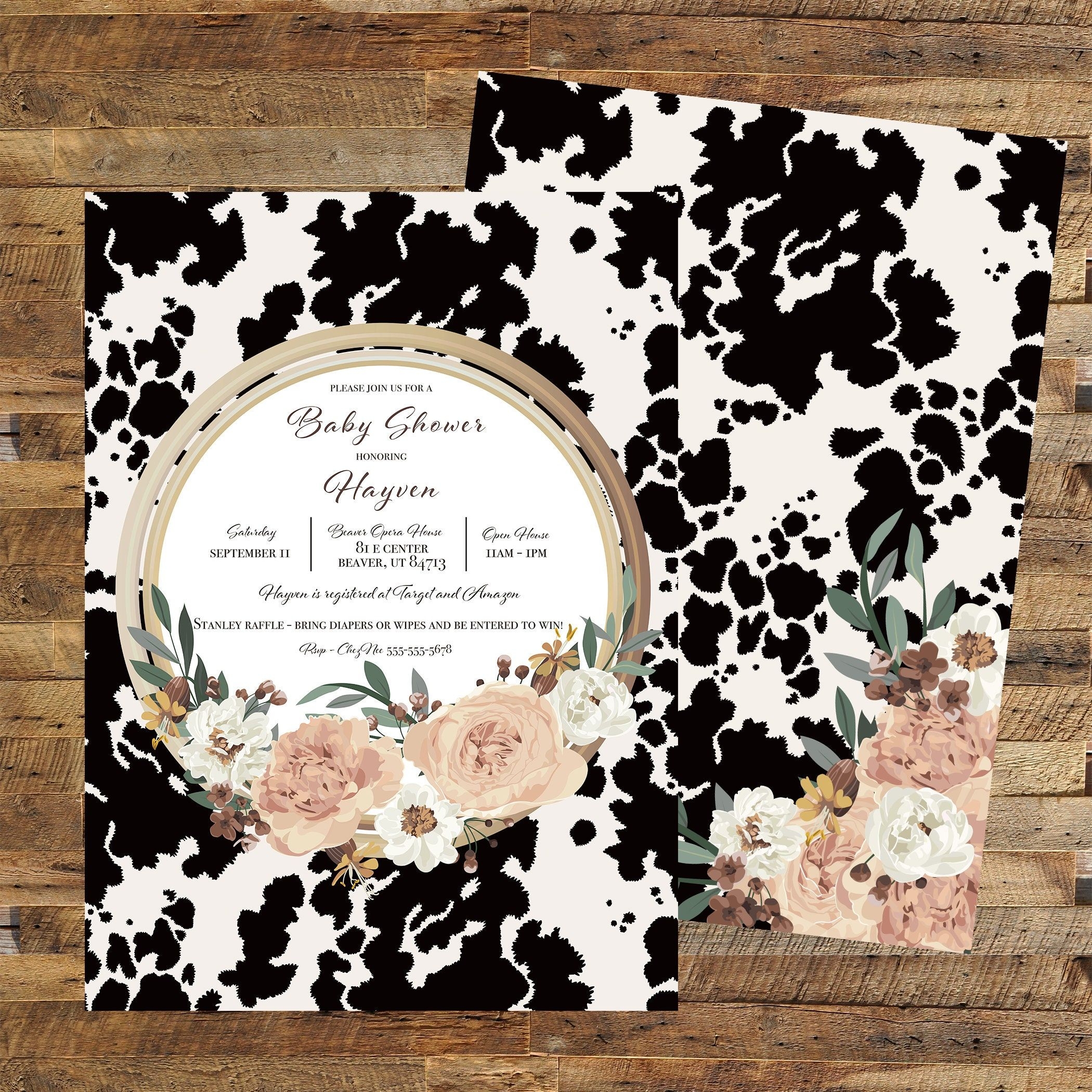 cow print invitation template