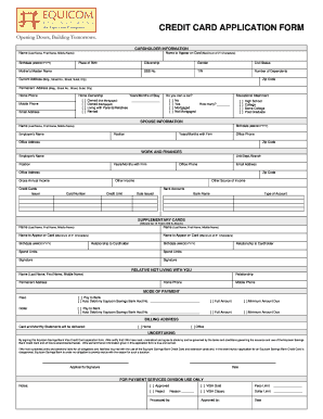 Credit Card Application Form Fill Online Printable Fillable 