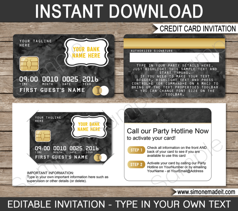 credit card invitation template