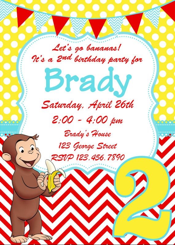 Curious George Birthday Invitation Template BestTemplatess