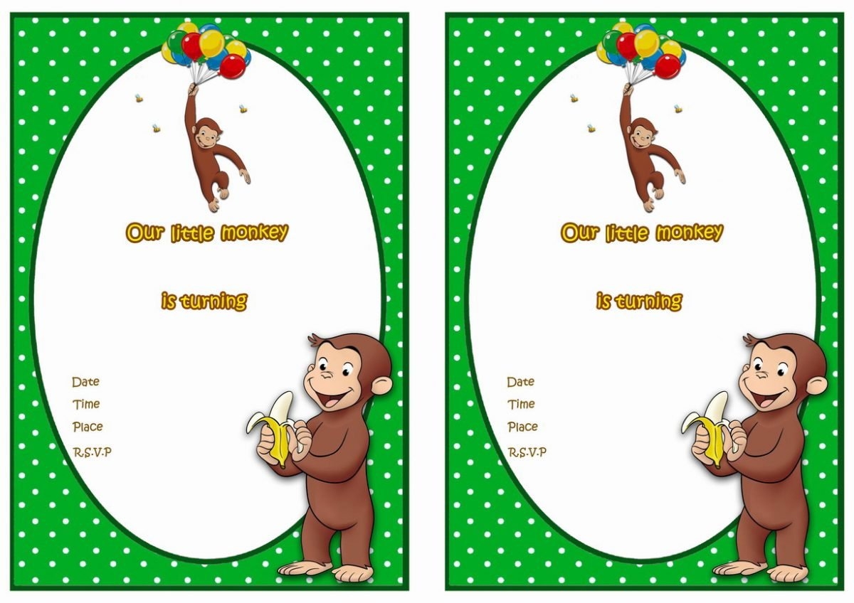 Curious George Birthday Invitations FREE Printable Birthday 