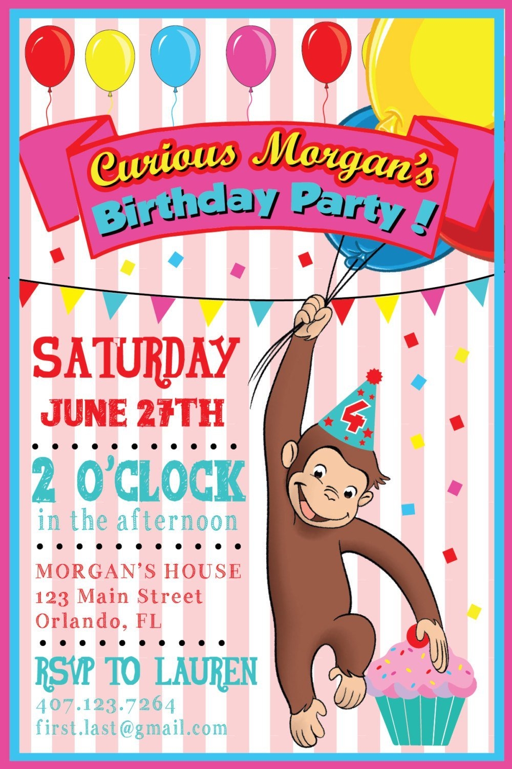 Curious George Birthday Invitations Invitation Design Blog