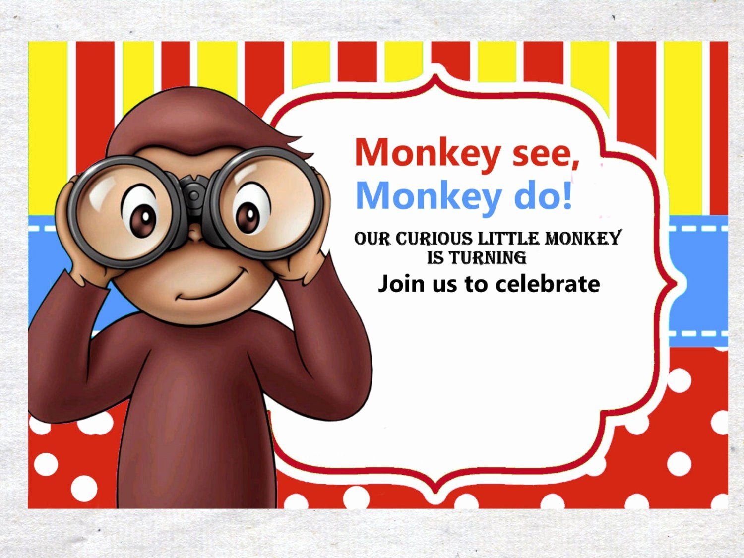 Curious George Party Invitation