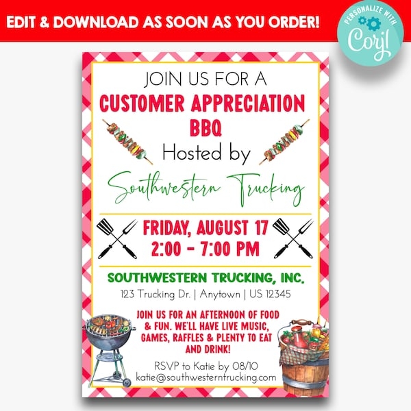 Customer Appreciation Invitations Etsy