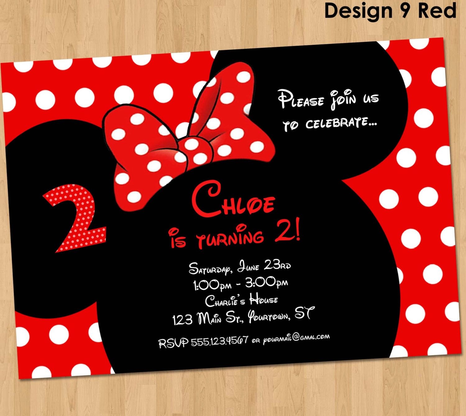 Customizable Downloadable Minnie Mouse Invitation Template