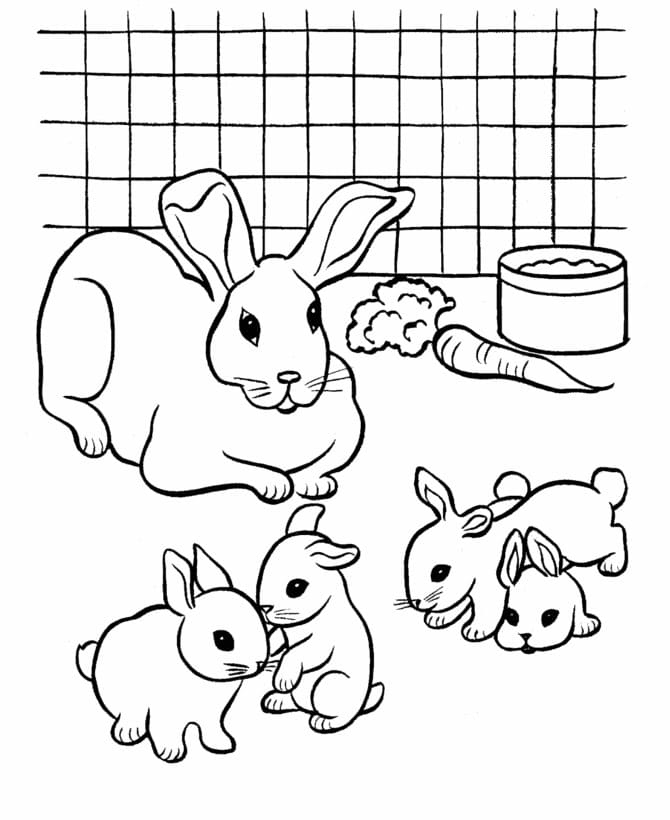 Cute Family Rabbits Coloring Page Free Printable Coloring Pages For Kids