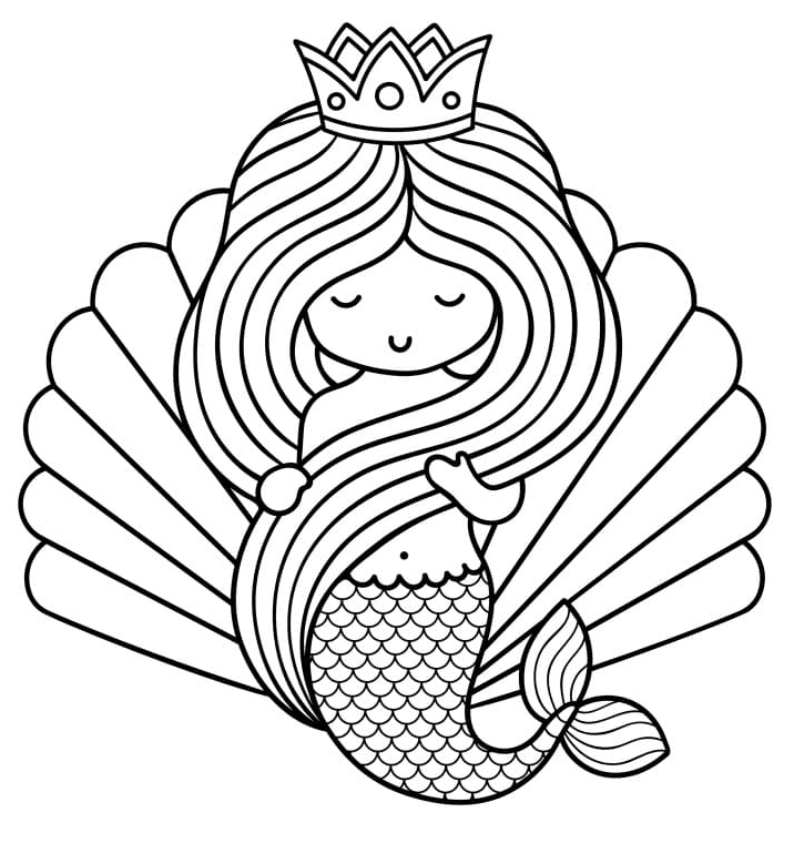 Cute Mermaid Coloring Pages
