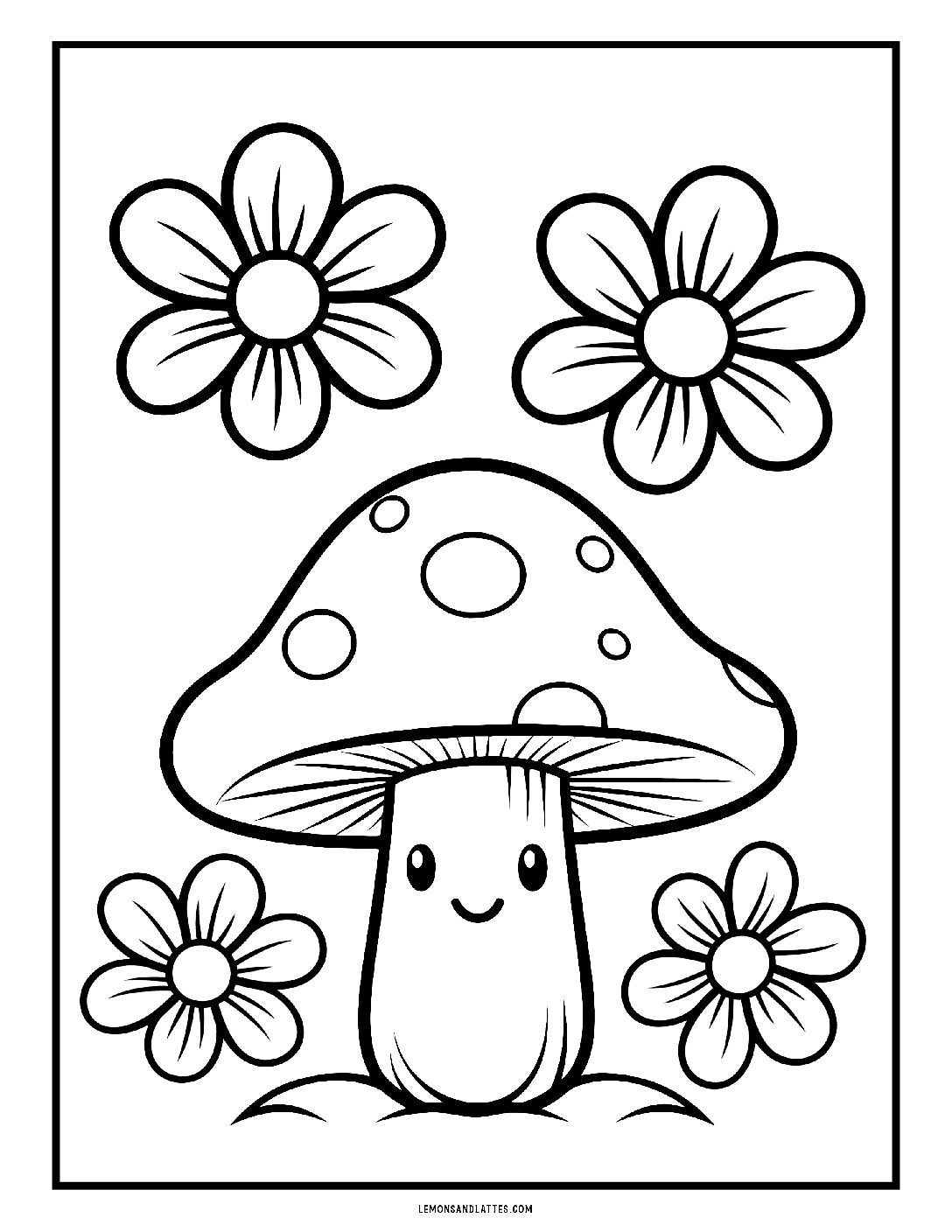 Cute mushroom coloring page2 Lemons And Lattes