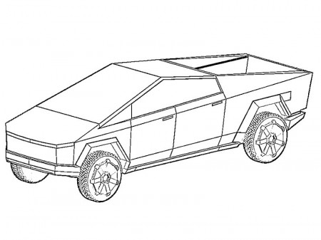Cybertruck Line Drawing Tesla Line Art Vector Truck Coloring Pages 