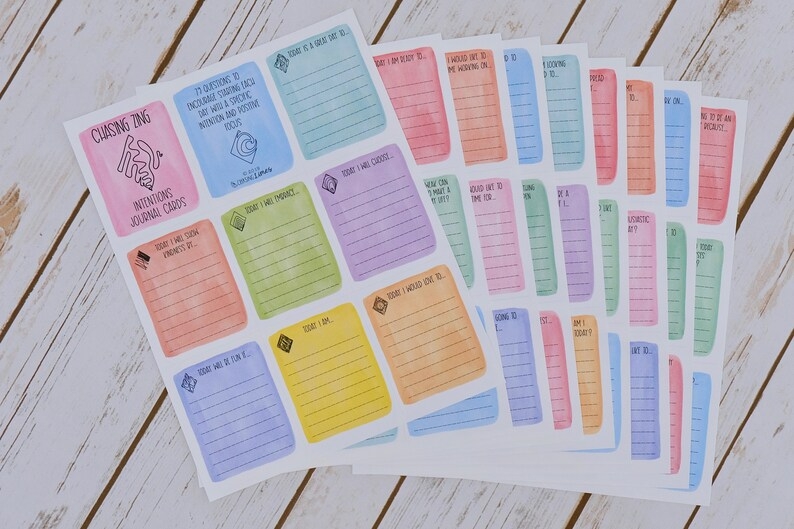 Daily Intention Printable Journal Cards Mindfulness Journal Etsy