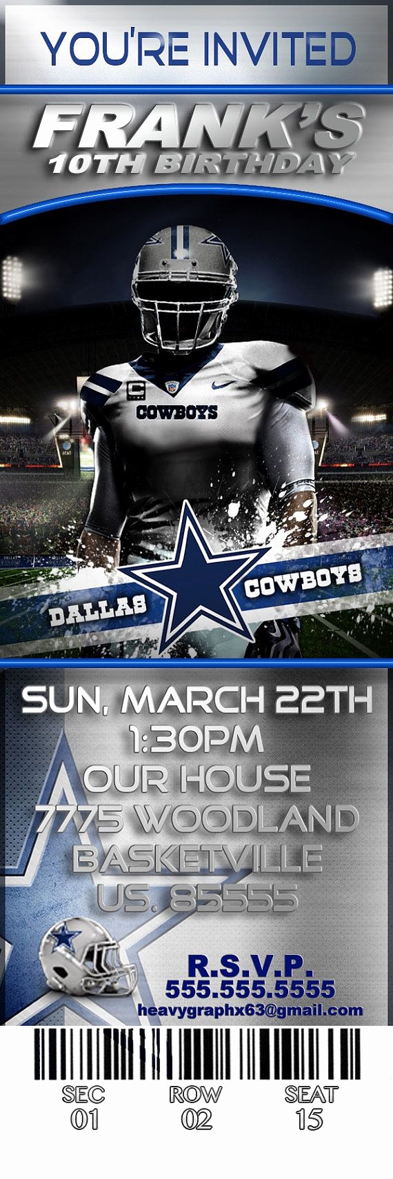 dallas cowboys invitation template