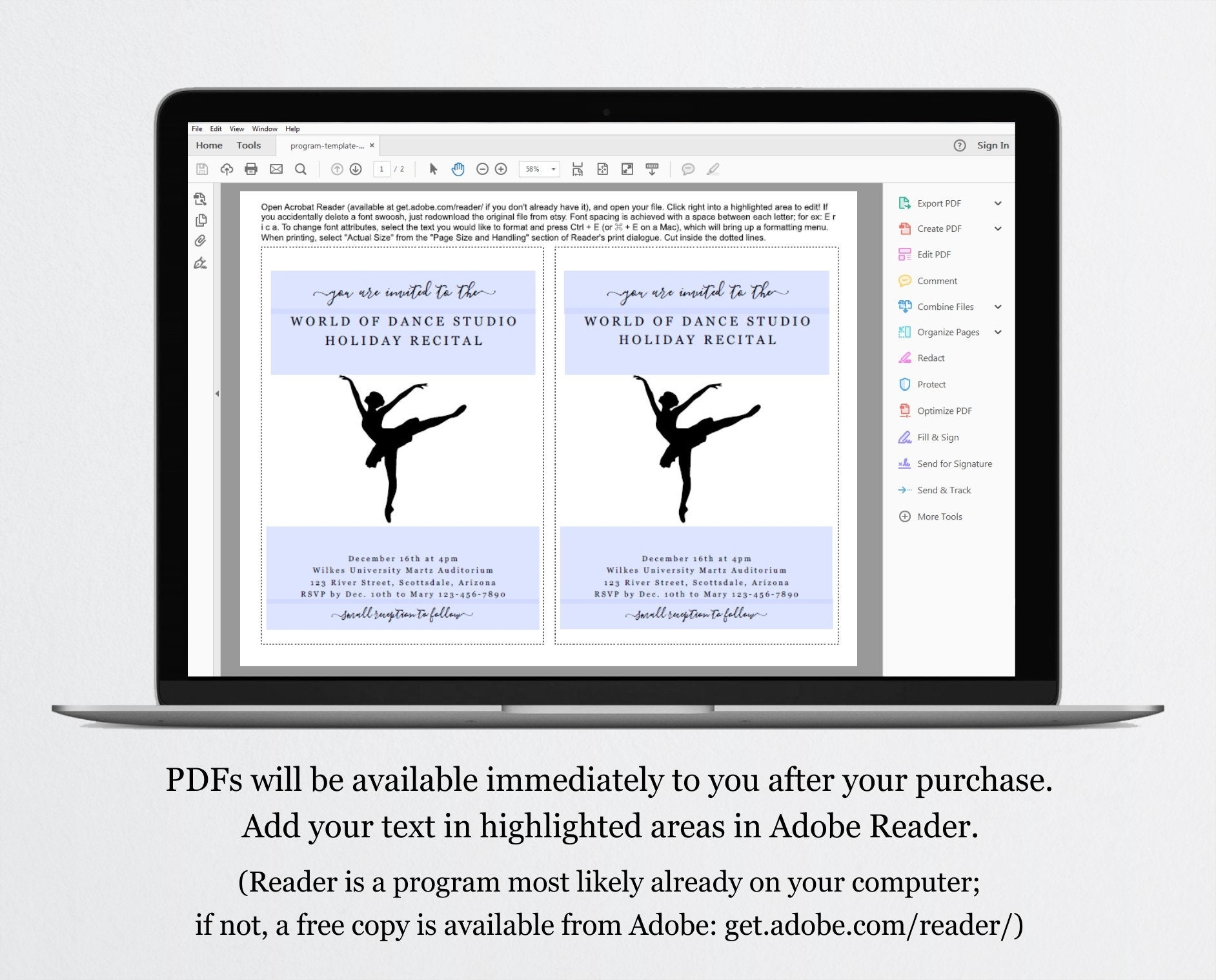 Dance Recital Invitation Template Printable Invite Evite From Dance 