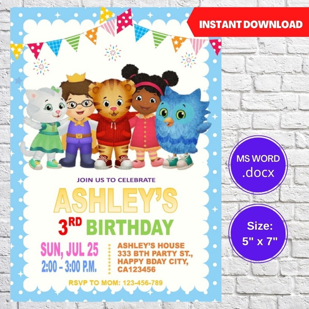 daniel tiger invitation template free