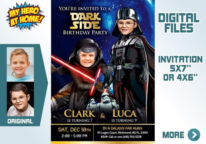 Darth Vader And Kylo Ren Party Invitation Dark Side Siblings Party 