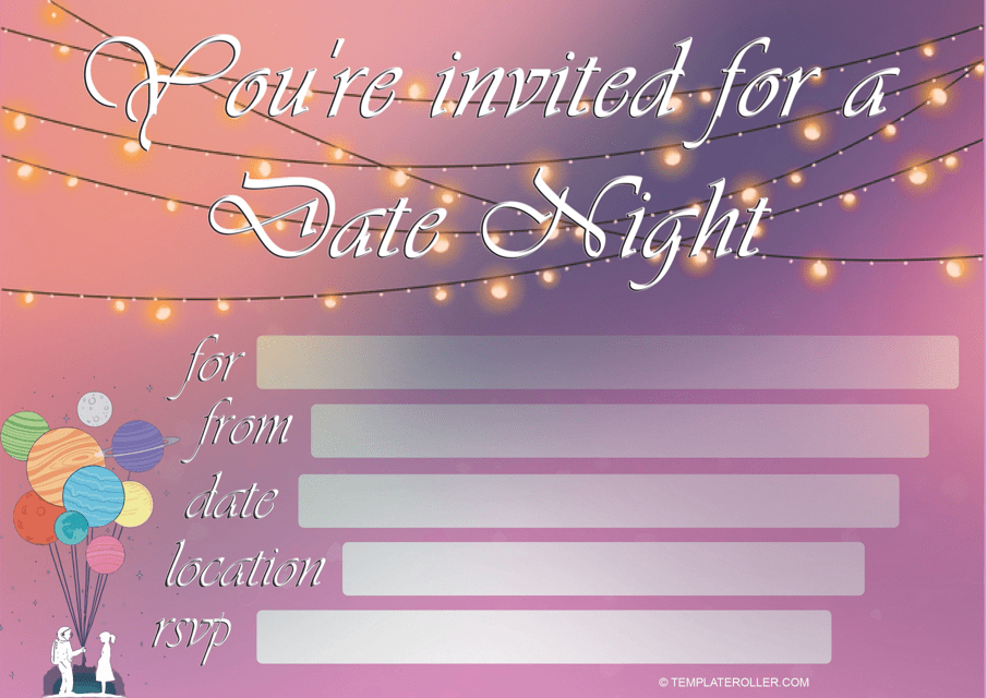 Date Night Invitation Template Purple Download Printable PDF