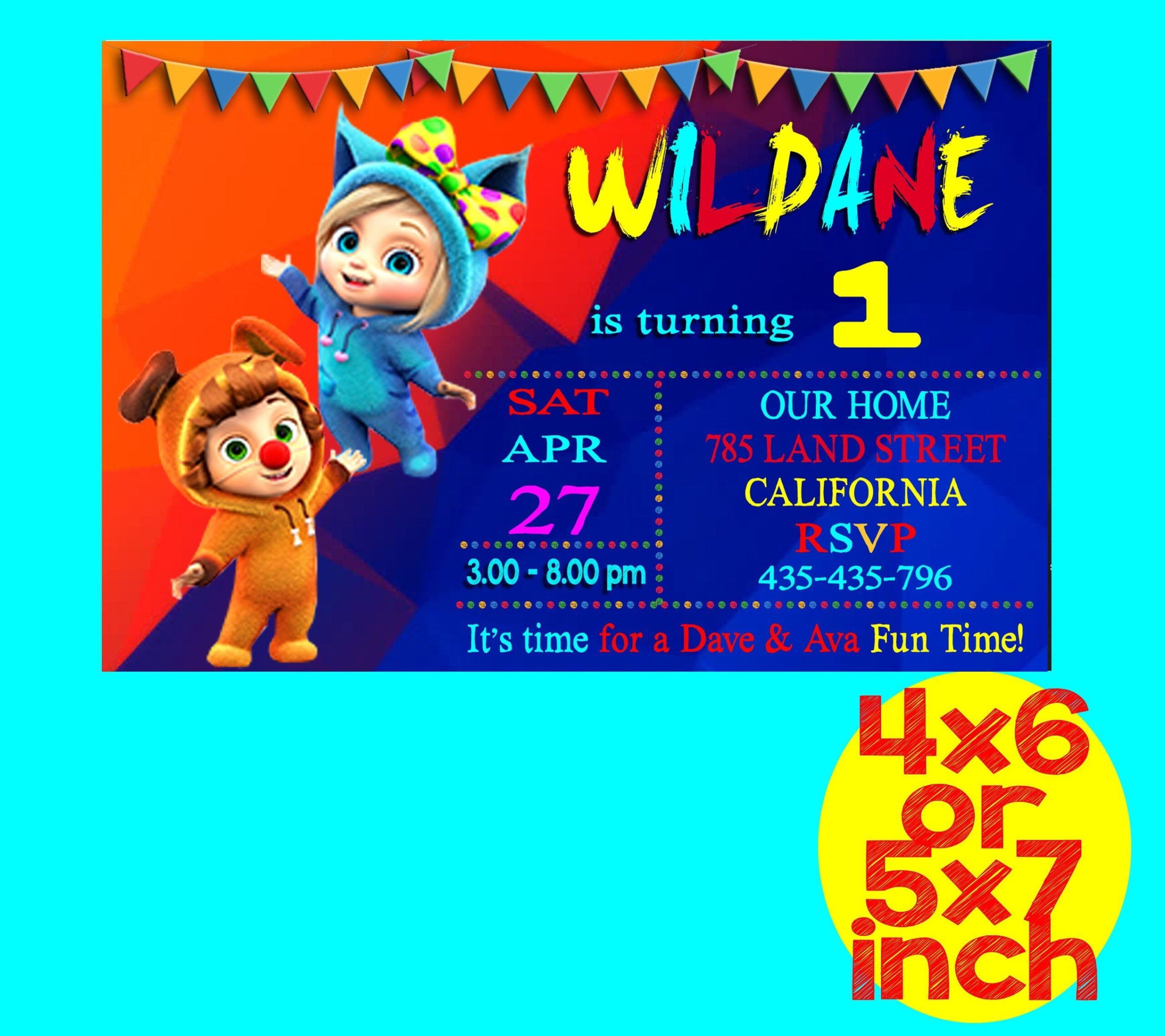 Dave And Ava Birthday Invitation Dave And Ava Invitation Dave And Ava 