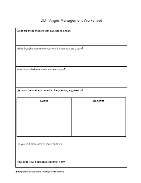 anger management worksheet pdf
