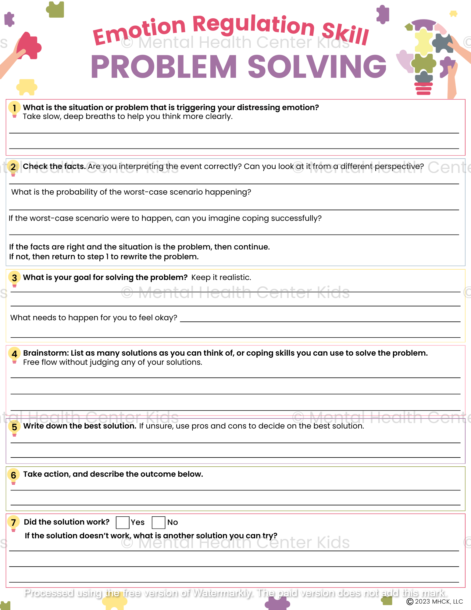 DBT Problem Solving Worksheet Worksheets Library