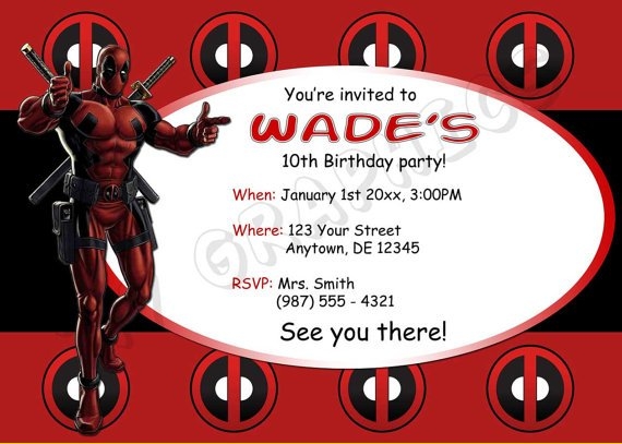 deadpool birthday invitations templates