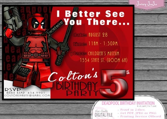Deadpool Birthday Invitations Ideas Download Hundreds FREE PRINTABLE 