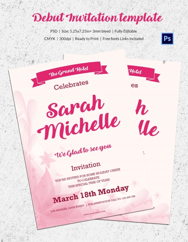 Debut Invitation Template Onvacationswall