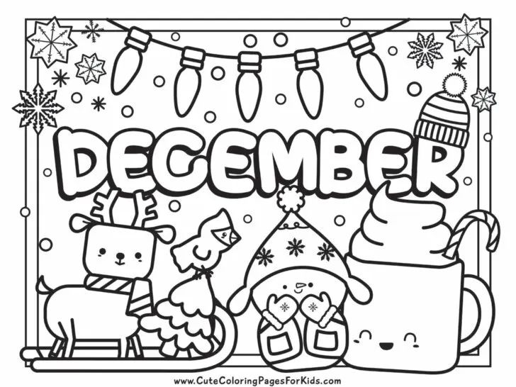 December Coloring Pages 4 Free Printable Coloring Sheets Cut Free