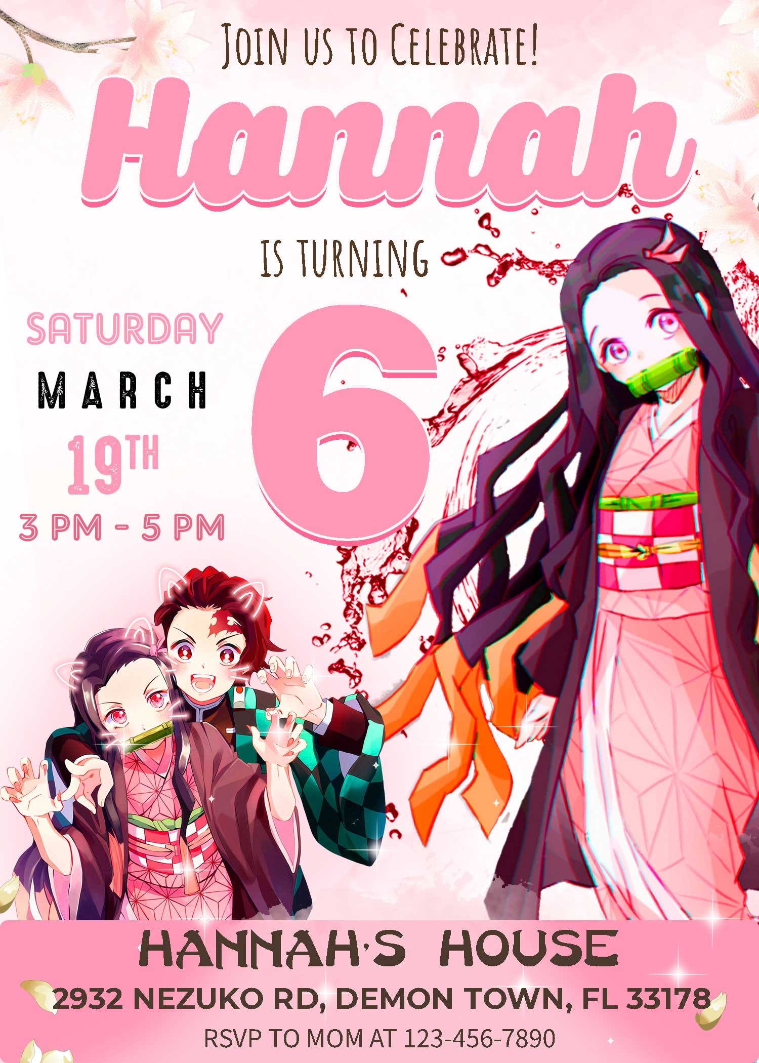 demon slayer birthday invitation template