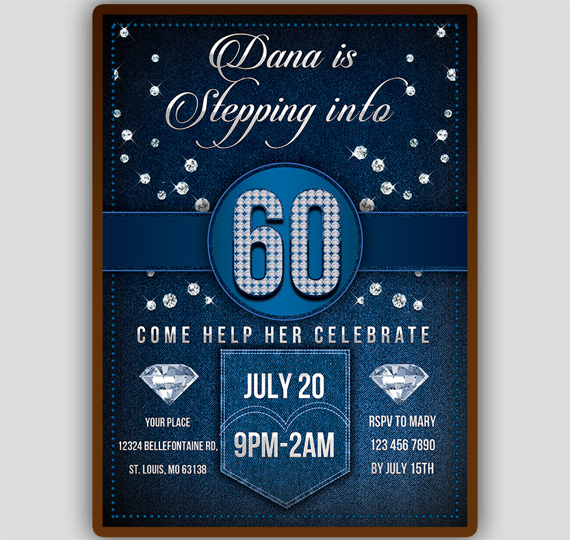 Denim And Diamonds Invitation Template TWorldDesigns Download 