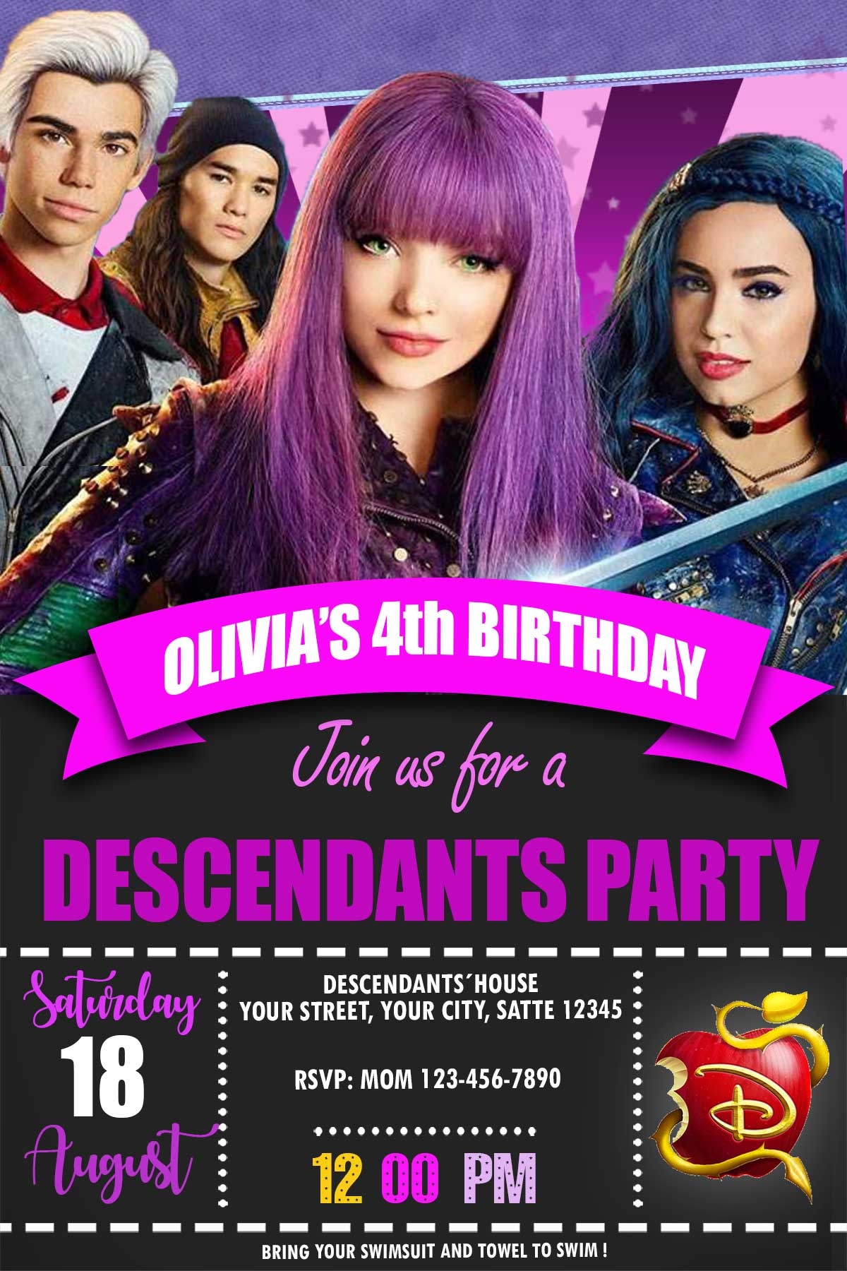 Descendants Birthday Invitation Oscarsitosroom